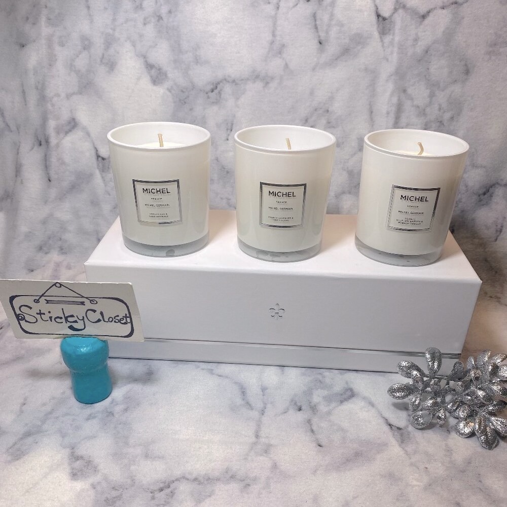 Michel Germain Scented Soy Candle Set,French Oak,Full 3x140g,4.9oz-3pc-BOXED-NEW